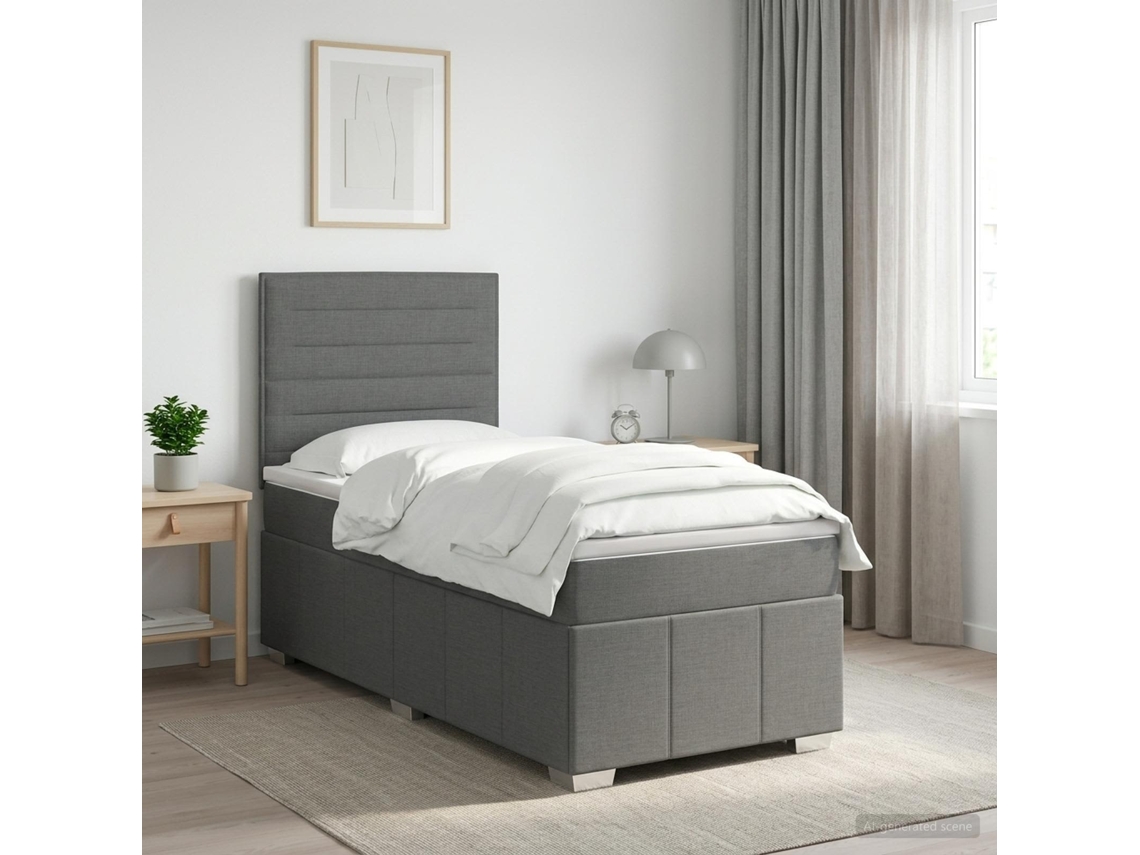 Vidaxl Cama Box Spring Com Colchão Cinzento-escuro 100 X 200 Cm Tecido