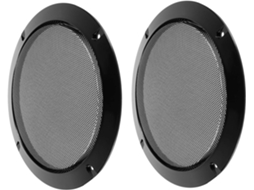 Conjunto de 2 Grades Metálicas Pretas para Alto-falante, Formato Circular Decorativo para Subwoofer.