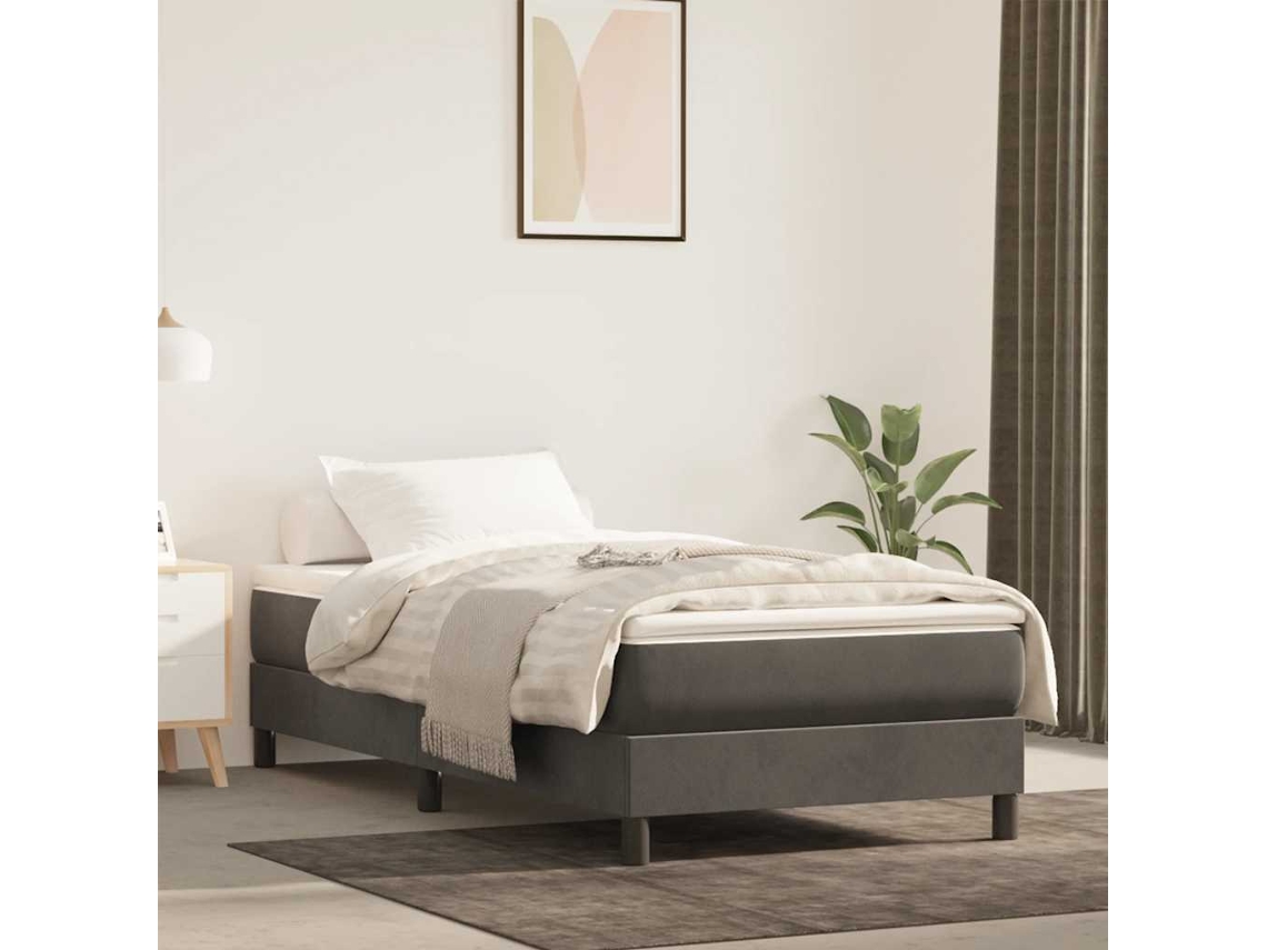 Vidaxl Colchão De Molas Ensacadas Firmeza Média 80x220x20 Cm Veludo Cinza-escuro