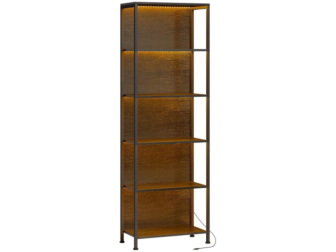 Vitrine em Vidro Preto Iluminação Led Prateleiras Extensíveis 110x35x160cm BAGOLY