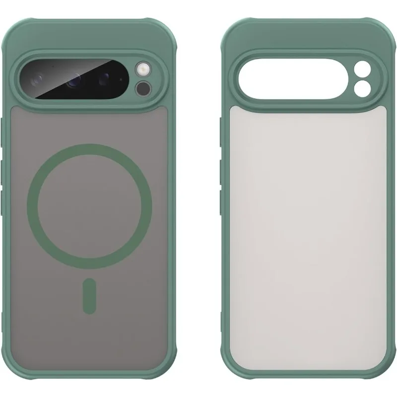 (verde, Google Pixel 9 Pro) Capa Translúcida Fosca, Compatível Com Carregamento Sem Fio Magnético Magsafe, Resistente A Quedas