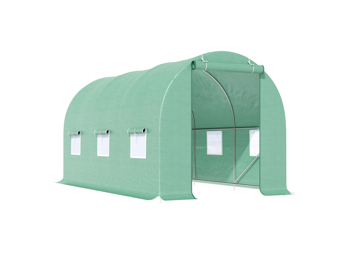 Estufa de Tomate de 445x190x200cm com Porta e Janelas de Alumínio Verde Envio Rápido S/MARCA