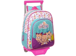 Mochila Escolar com Rodas The Bellies 26 X 34 X 11 Cm Roxo Turquesa Branco