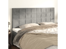 Cabecero de terciopelo de 4 piezas 90x5x78/88 cm gris claro