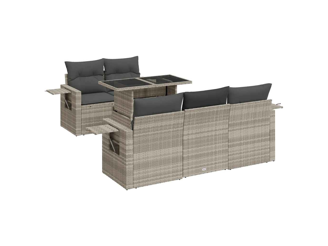 Maison Exclusive - 6 Pcs Conj. Sofás Jardim Com Almofadões Vime Pe Cinzento-claro