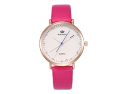 Relógio de quartzo unissex Zhoulianfa com pulseira de couro PU (rosa e vermelho)