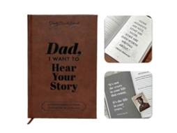 Cuaderno "Papá, quiero escuchar tu historia", tapa de cuero, letras doradas y negras, regalo para papá, diario guiado Comparti-aquaforge