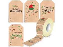 Etiquetas De Natal 300 Unidades/rolo Adesivos Autoadesivos De Papel Kraft Para Presentes