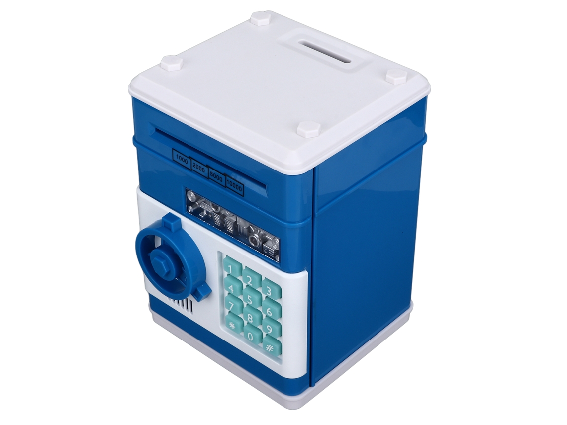 Caixa de Economia Automática Mini Azul para Crianças Moedas