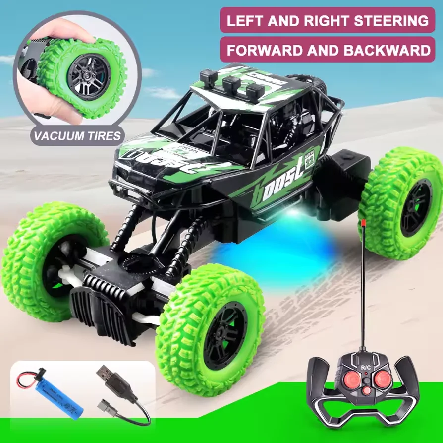 Carro de Controle Remoto de Alta Velocidade com Luzes Led Coloridas Piscantes e Pneus de Borracha. MDUG (verde)