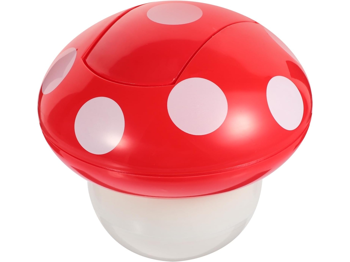 Lixeira de Mesa em Miniatura, Vermelha, em Abs, Formato de Cogumelo, 7,5 Polegadas, com Tampa Automática. SFUSHOS