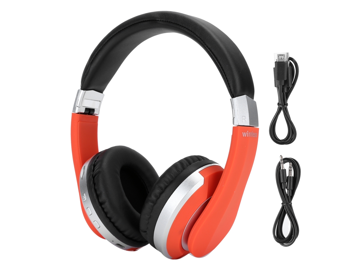 Fone De Ouvido Bluetooth Plegável Over Ear Estéreo Com Microfone Para Jogos Laranja