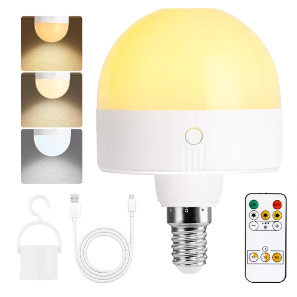 Kit com 2 Lâmpadas Led Recarregáveis​​ E14, 300 Lúmens Equivalentes a 9 W, Dimerizáveis​​ e com Controle Remoto BRILVIBERA