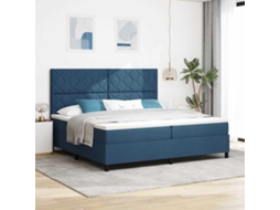 Vidaxl Cama Box Com Cabeceira Azul 200 X 200 Cm Tecido