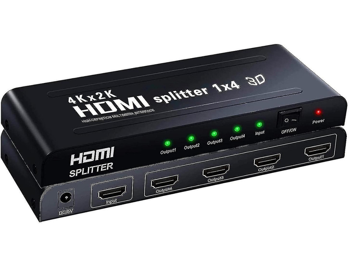1x4 Hdmi Splitter Musou 3d, 1 Entrada 4 Saídas, Suporta 4k, Multimídia Dispositivos Preto Yizhood