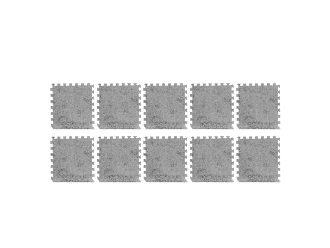 Mali 10pcs Tapete de Piso de Espuma Peludo Entrelaçado Anti deslizante Cortável para Quarto Cinza