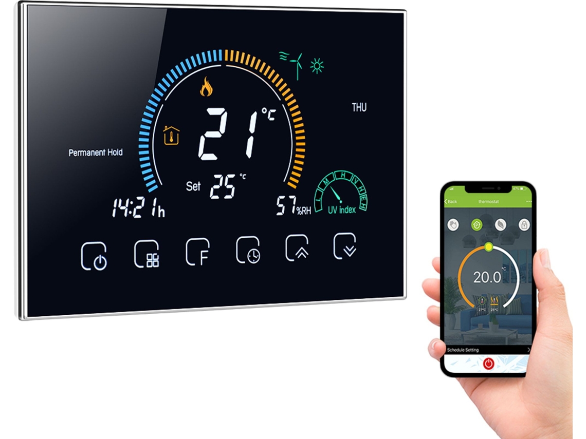 Lurelia Termostato Inteligente, Controlo De Voz Por Aplicativo Móvel, Tela Sensível Ao Toque Lcd Com Wi-fi