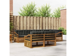 Vidaxl Conjunto De Sofás Para Exterior 7 Unid. Natural E Antracite