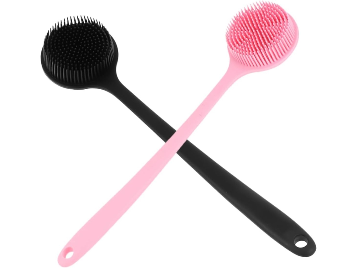 Lurelia Conjunto De 2 Escovas De Silicone Para Duche, Silicone Macio, Cabo Longo E Pega Ergonómica, Rotina Spa Suave