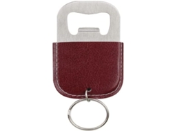 Abre latas Nova Line, inox, com estojo de couro, vermelho vinho | S/MARCA
