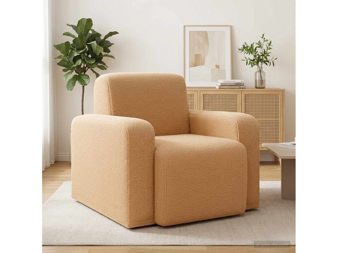Vidaxl Poltrona Bege Bouclé