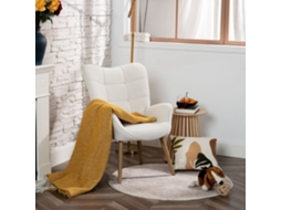 Poltrona Dossel Médio Escandinavo Cadeira De Sofá De Lazer Em Boucle Branco Kanas Meubles Cosy