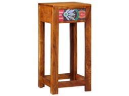 Conjunto 1 Mesa De Acento Rústica Vidaxl Castanho Madeira De Acácia Maciça (35 X 35 X 75 Cm)