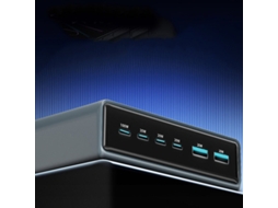 Gan Tech Carregador Usb De 200 W Com 6 Portas (4 Usb-c 2 Usb-a) - Esta??o De Carregamento Rápida Para Secretária Com Ficha Europeia