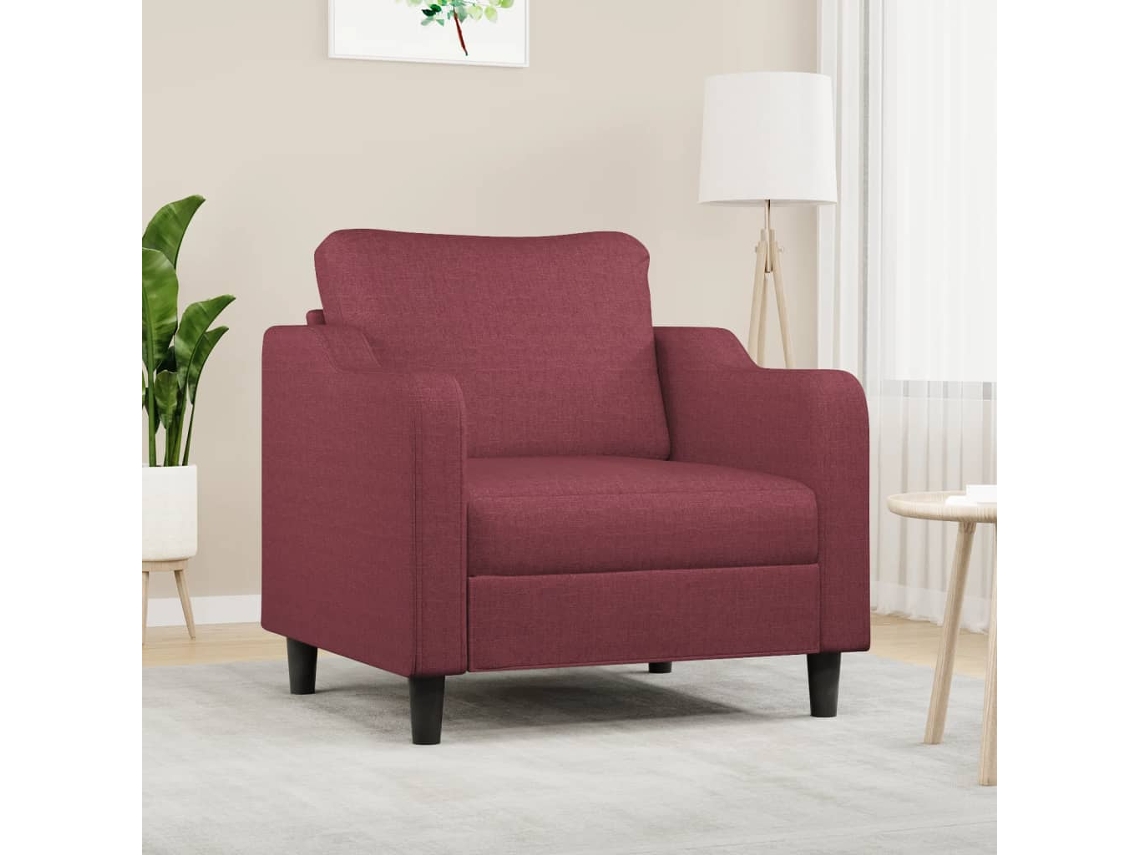 Vidaxl Poltrona 60 Cm Tecido Vermelho Tinto