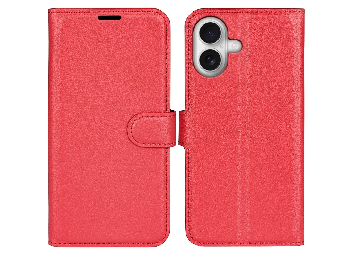Capa Para Iphone 17 Em Couro Cor Lichia Vermelha