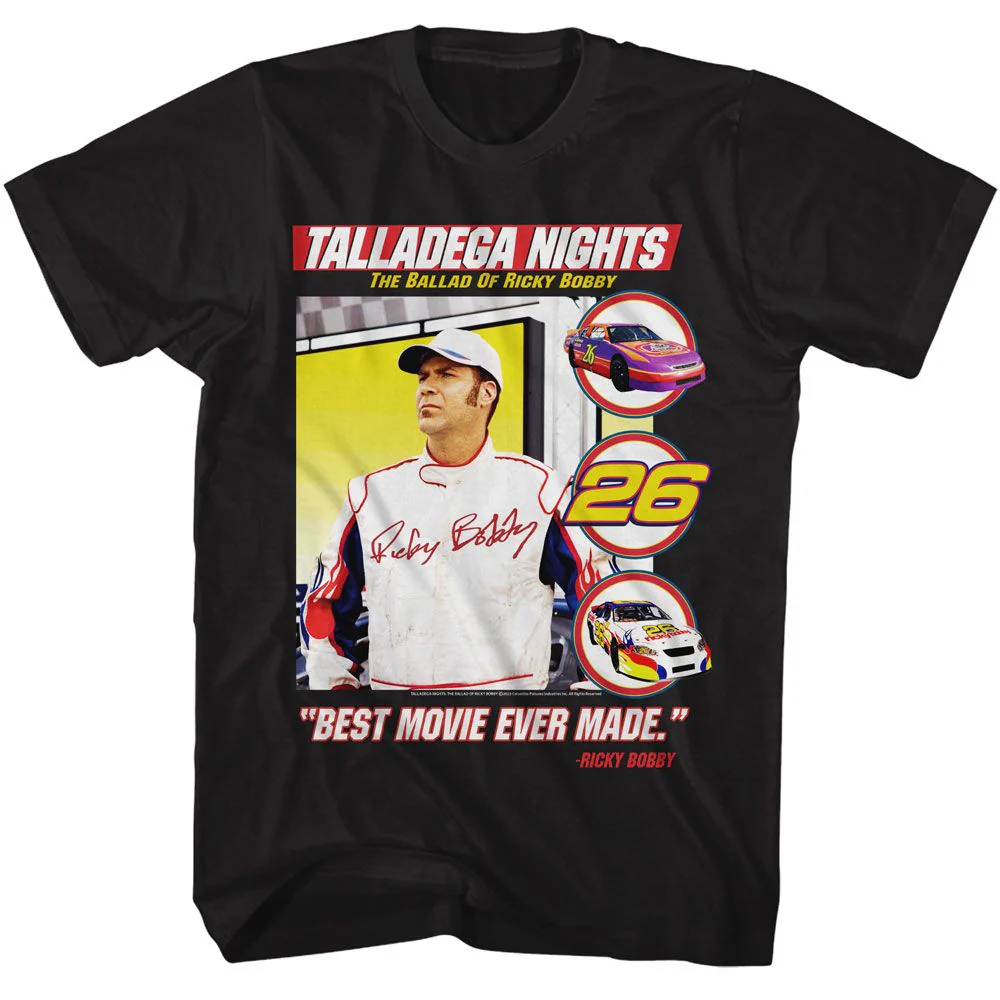 Unisex Adult T-shirt Rockinstone Talladega Nights Movie Best Movie Ever Made Black Sizexl