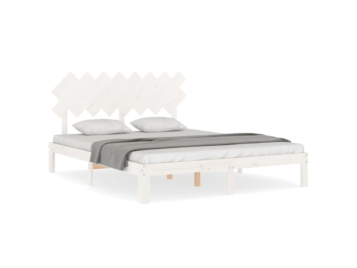 Cama Sem Colchão 160x200 cm Madeira de Pinho Maciça Branco MAISON EXCLUSIVE