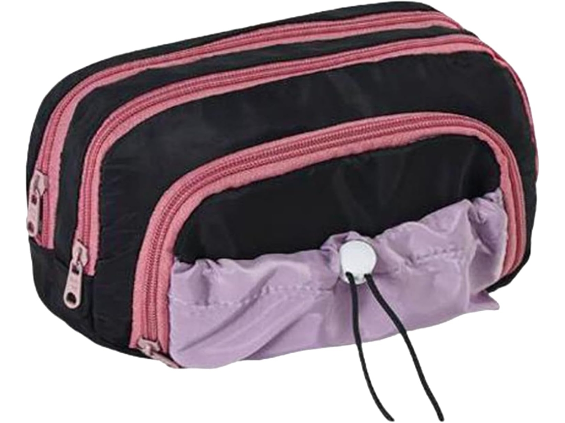 Estojo, caixa grande, caixa de suporte de bolso, bolsa de armazenamento de capacidade (preto roxo) Rosy Posy Peil Opening Cute