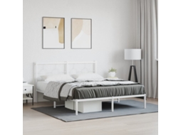 Vidaxl Estrutura De Cama Com Cabeceira 150x200 Cm Metal Branco