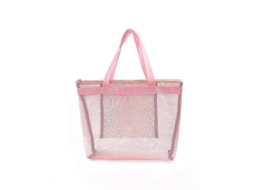 Bolsa de Praia Grande em Tela Transparente Dobrável, Ombro Reutilizável para Compras, Armazenamento Bri Nquedos Areia, Organizador GOKOCO