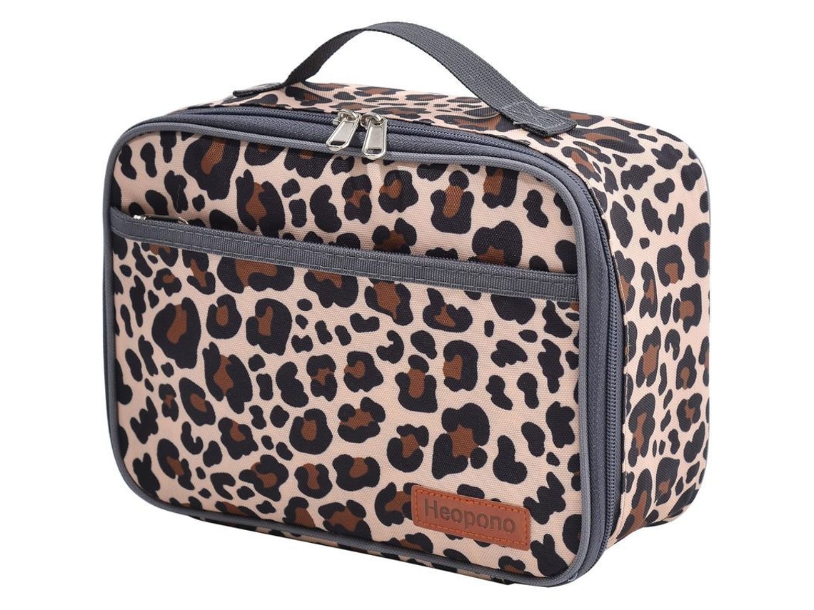 Bolsa térmica infantil Nova Line, mini, reutilizável, forro impermeável, estampa de leopardo | S/MARCA