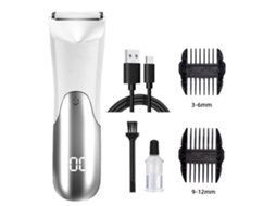 Aparador De Cabelo E Barba Recarregável Usb - Branco, Display Led, 2 Pentes Ajustáveis (3-12mm), Kit Completo