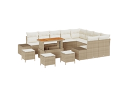 Conjunto 13 Sofá De Jardim Vidaxl Bege Vime Pe (110 X 55 X 71 Cm)