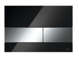Tecesquare Placa de Descarga de Wc em Vidro para Tecnologia de Descarga Dupla 92408 Cor: Preto Vidro Botão Cromado Brilhante