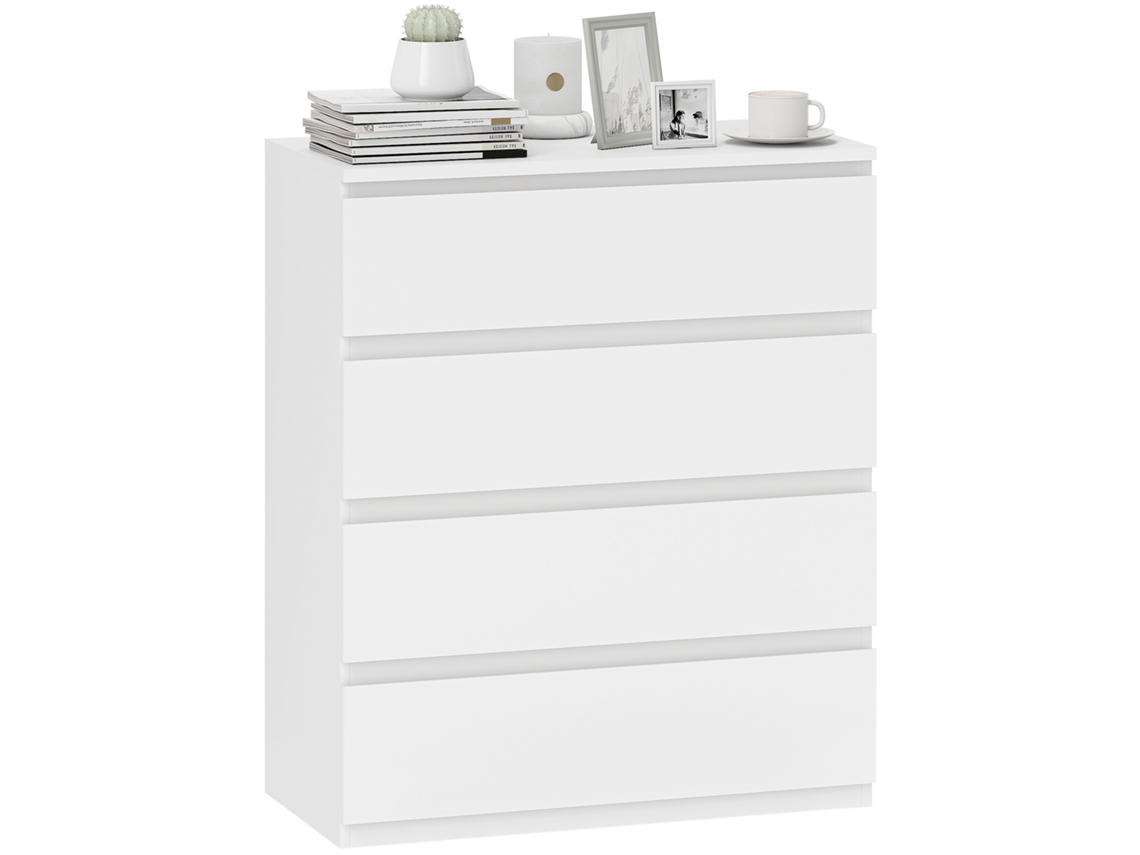 Cômoda de 4 Gavetas Branco 80x39x95 Cm