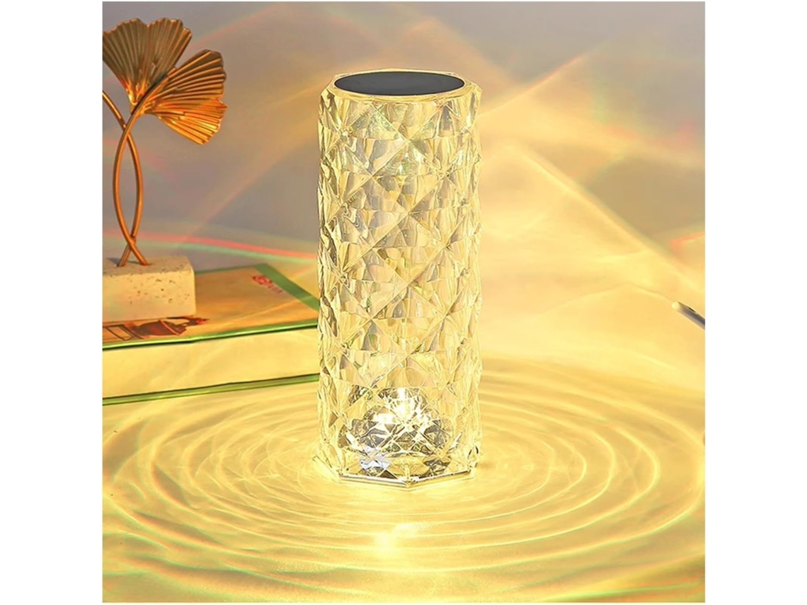 Abajur De Mesa Rosa Com Cristais Luz Noturna Para Quarto Led