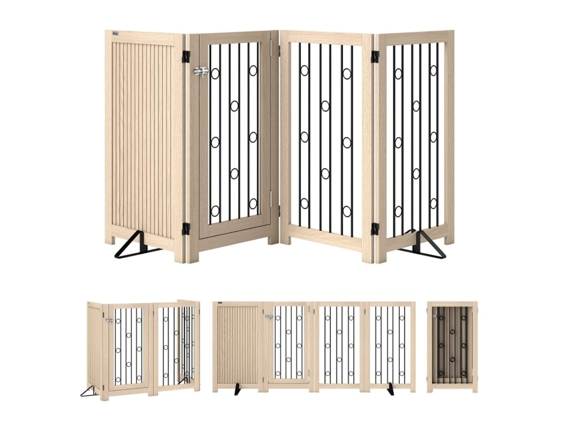 Portão Independente Pets 4 Painéis Mdf Aço Escadas