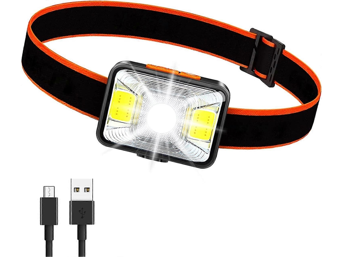 Lanterna Frontal Recarregável USB, 1800mAh, 1800 Lux, 5 Modos, IPX5, Impermeável para Pesca, Camping, Ciclismo, Caça S/MARCA