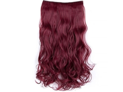 Extensão De Cabelo Ondulado Cacheado 23.6 Polegadas Com 6 Grampos Sintético Vinho Para Mulheres