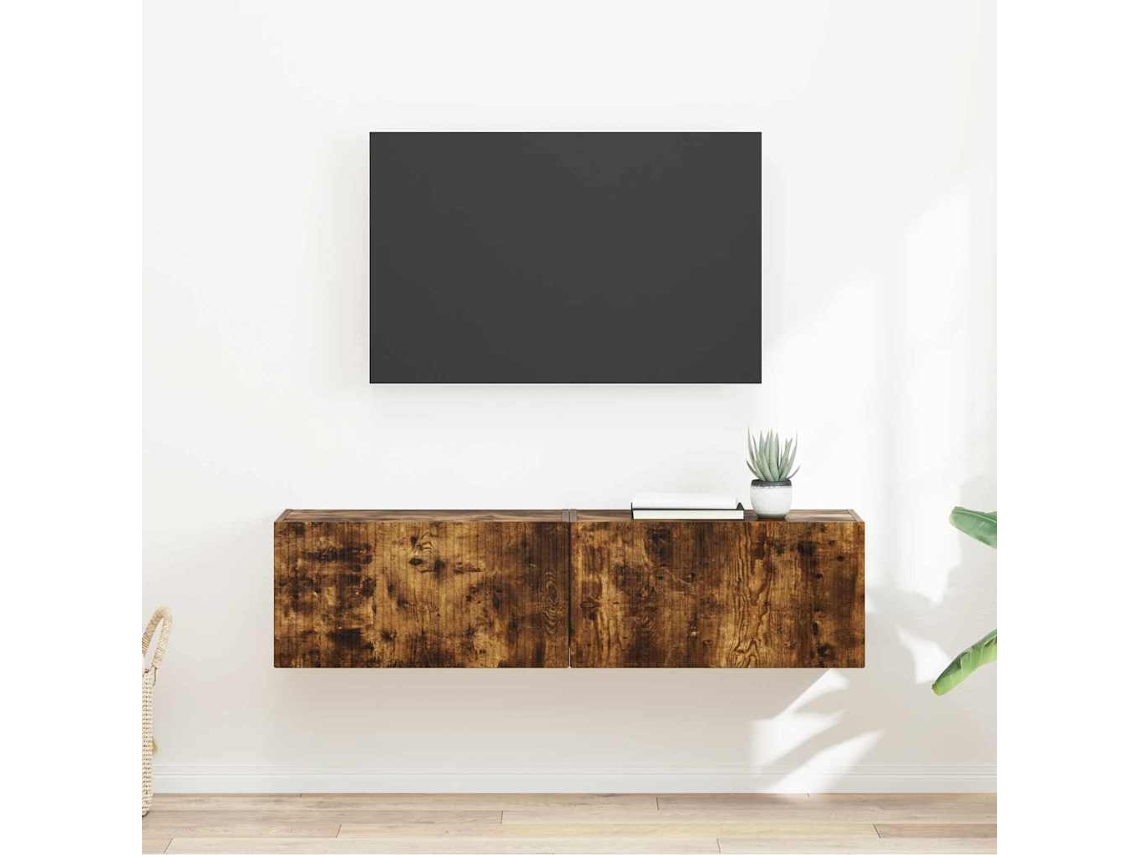 Vidaxl Armário de Tv de Parede 2 Pcs Carvalho Defumado