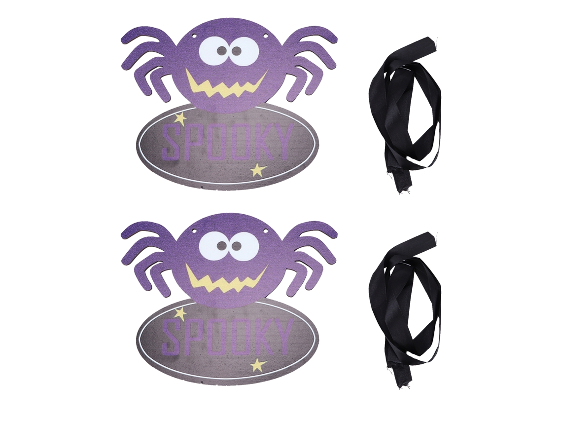 Conjunto de 2 pêndulos de madeira Halloween com aranhas LAXISCREED