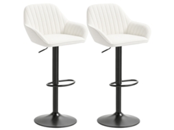 Conjunto De 2 Bancos De Bar Giratórios Altos De Cozinha Com Altura Ajustável 50,5x50x87-107 Cm Creme