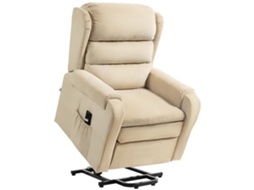 Cadeira Elevadora Reclinável a 160° com Apoio para os Pés e Controle Remoto em Velvet 85x88x109cm Creme