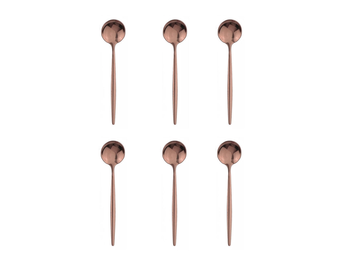 Conjunto de 6 Colheres Pequenas de Aço Inoxidável, Colheres de Servir Pretas e Douradas. MDUG (rosa)