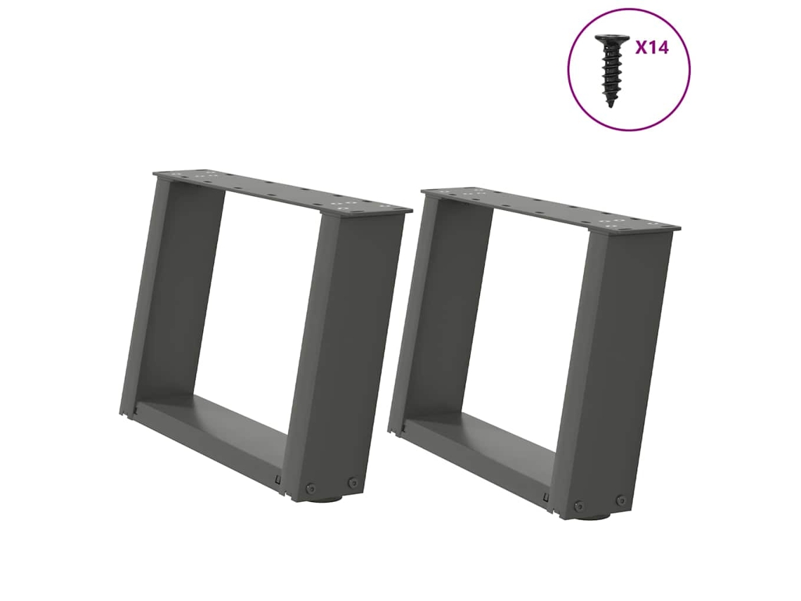 Vidaxl Pés Para Mesa De Centro Em Formato De U, 2 Peças, Antracite, 40x(30-31) Cm, Aço